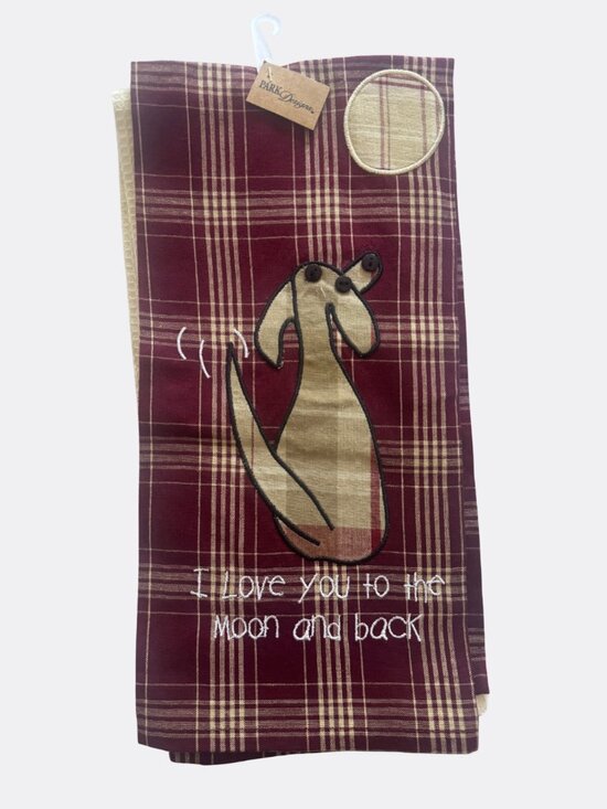 Park Designs Other - Park Designs Dog Moon & Back Plaid Kitchen Towel Set of 2 NEW